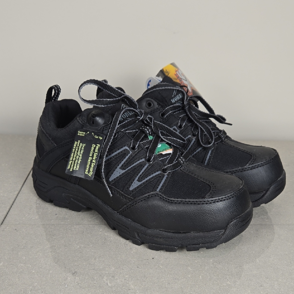 Workload Black Steel Toe Safety Shoes, Size 7, NWT